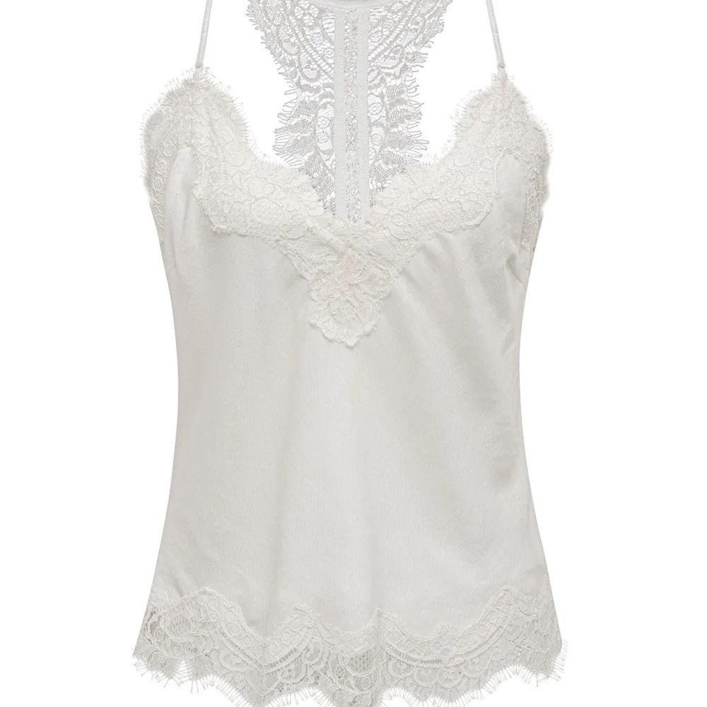 NWT Gold Hawk Bright White Linen Lace Cami